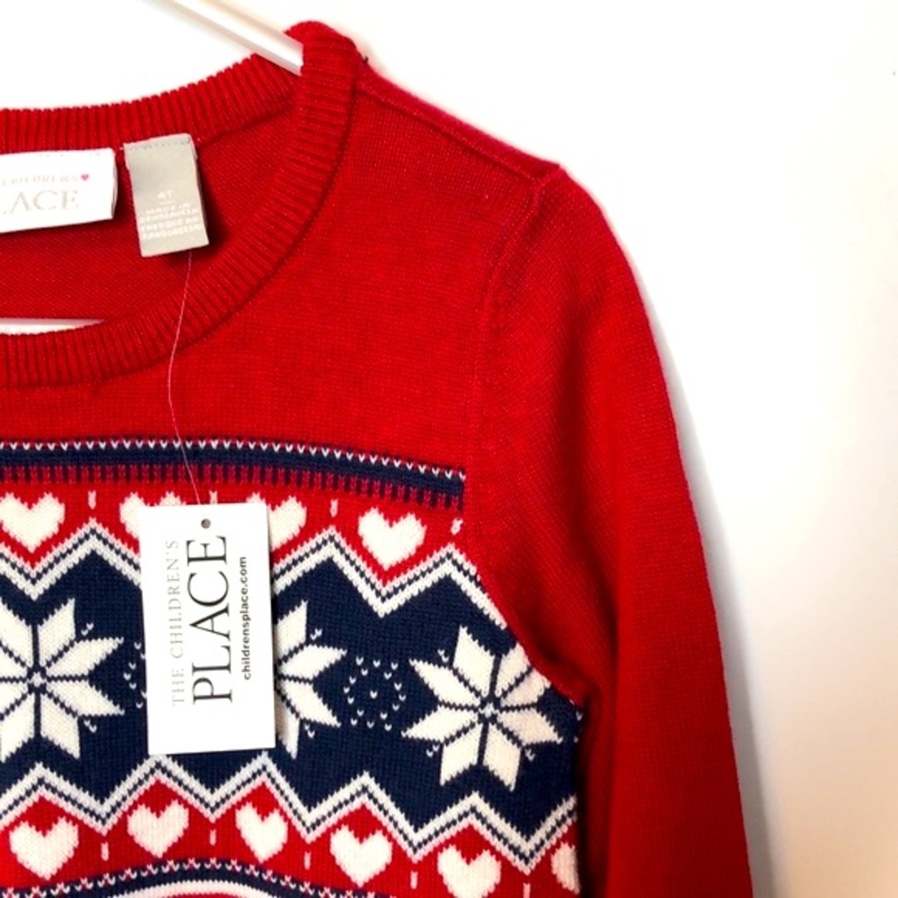 NWT‎ The Children’s Place Red Knitted Dress 4T - Picture 3 of 6